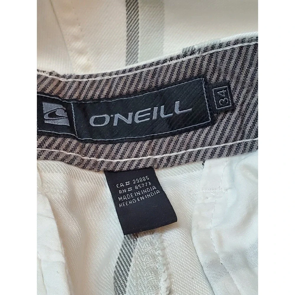 O'Neill Men Shorts 34 White Plaid Chino Warren Button Zipper Logo 10